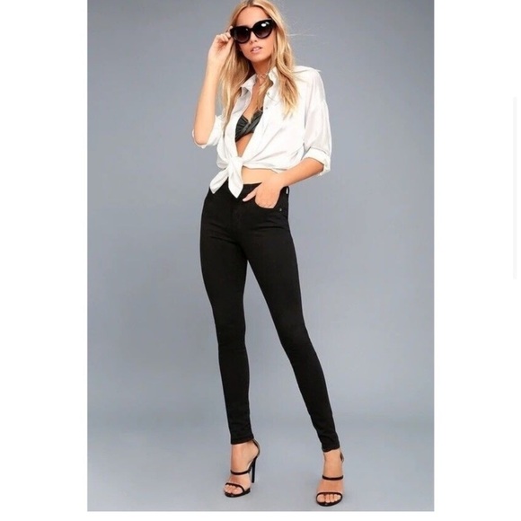 ⚡️AGOLDE Sophie Mid Rise Skinny Jeans Jet Black Size 25 - Picture 1 of 9